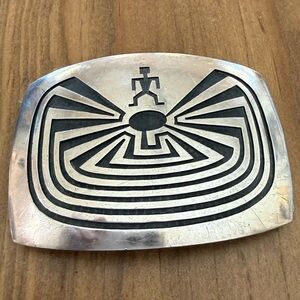 Lawrence Saufkie Hopi Indian Sterling Belt Buckle
